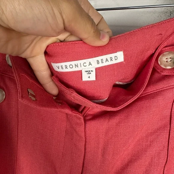 Veronica Beard Pink Pine Stretch Linen High Rise Relaxed Short Women’s Sz 4